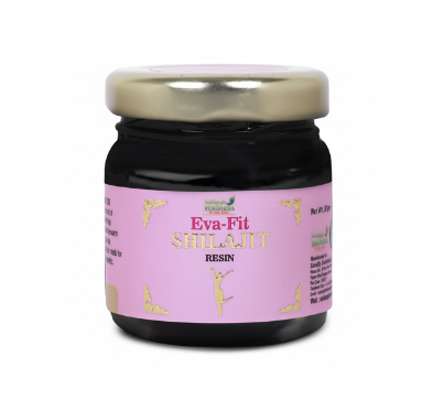 Jar of Eva-Fit Shilajit on a white background
