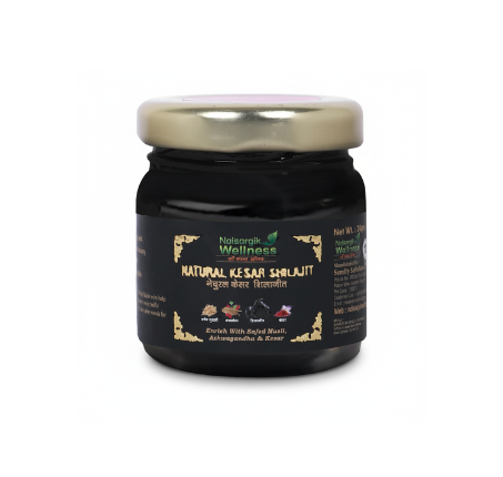 Jar of natural Kesar Shrikhand on a white background