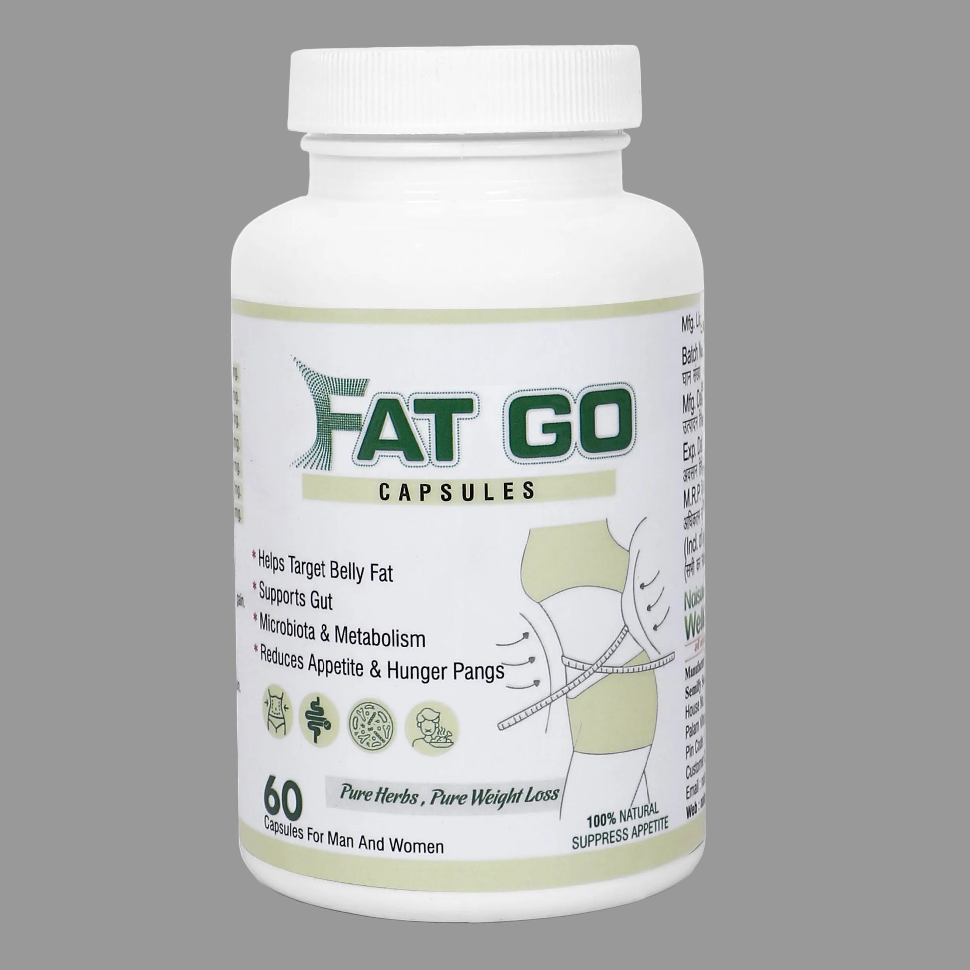 Fat Go Capsules bottle on a white background
